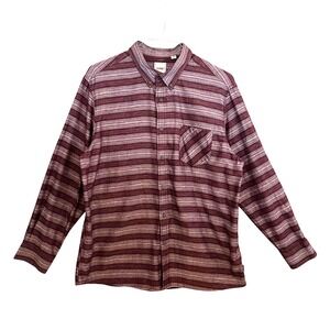 ROWM Button Down Shirt Long Sleeve Horizontal Striped‎ Casual Top Mens XL